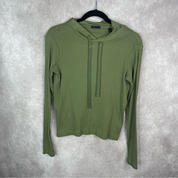 ATM Anthony Thomas Melillo Ribbed Hoodie Top In Olive Green Women's Size XS - Picture 2 of 6